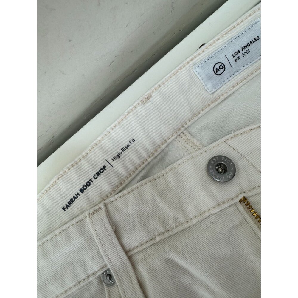 AG Adriano Goldschmied Farrah Boot Crop Jeans 32 High Rise Cream White Wide Leg - Picture 10 of 13